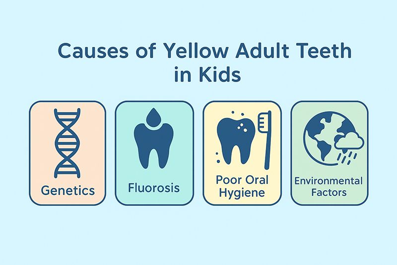 causes of adult teeth growing out yellow
