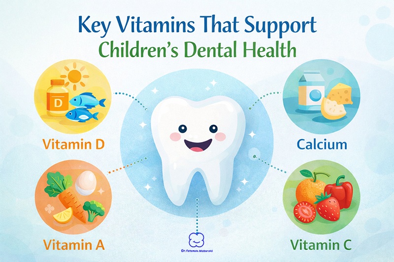 Essential vitamins for children’s teeth including vitamin D calcium and vitamin C