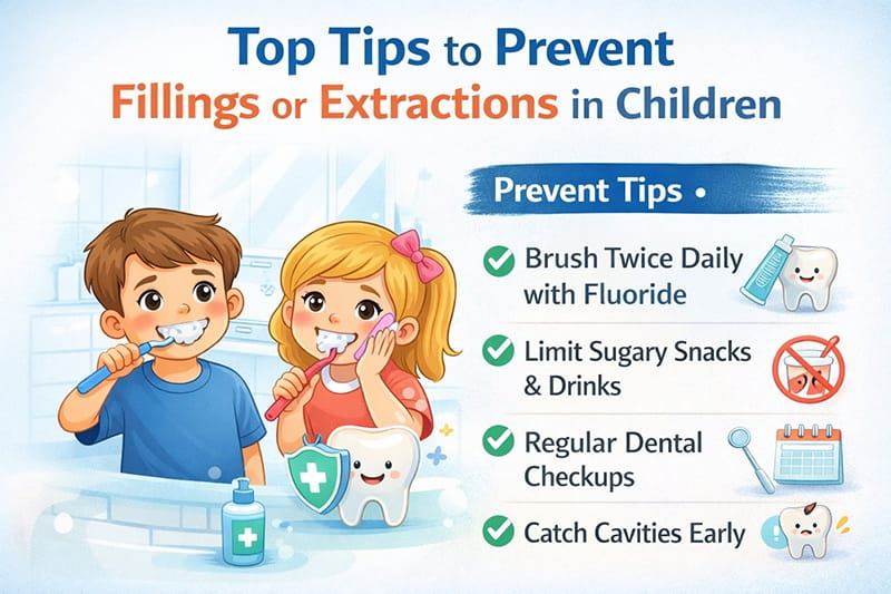 tips to prevent fillings or rxtraction in children